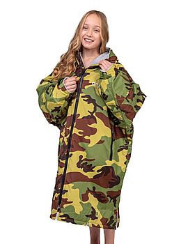 Dryrobe Kids Long Sleeve Changing Robe Camo/Grey