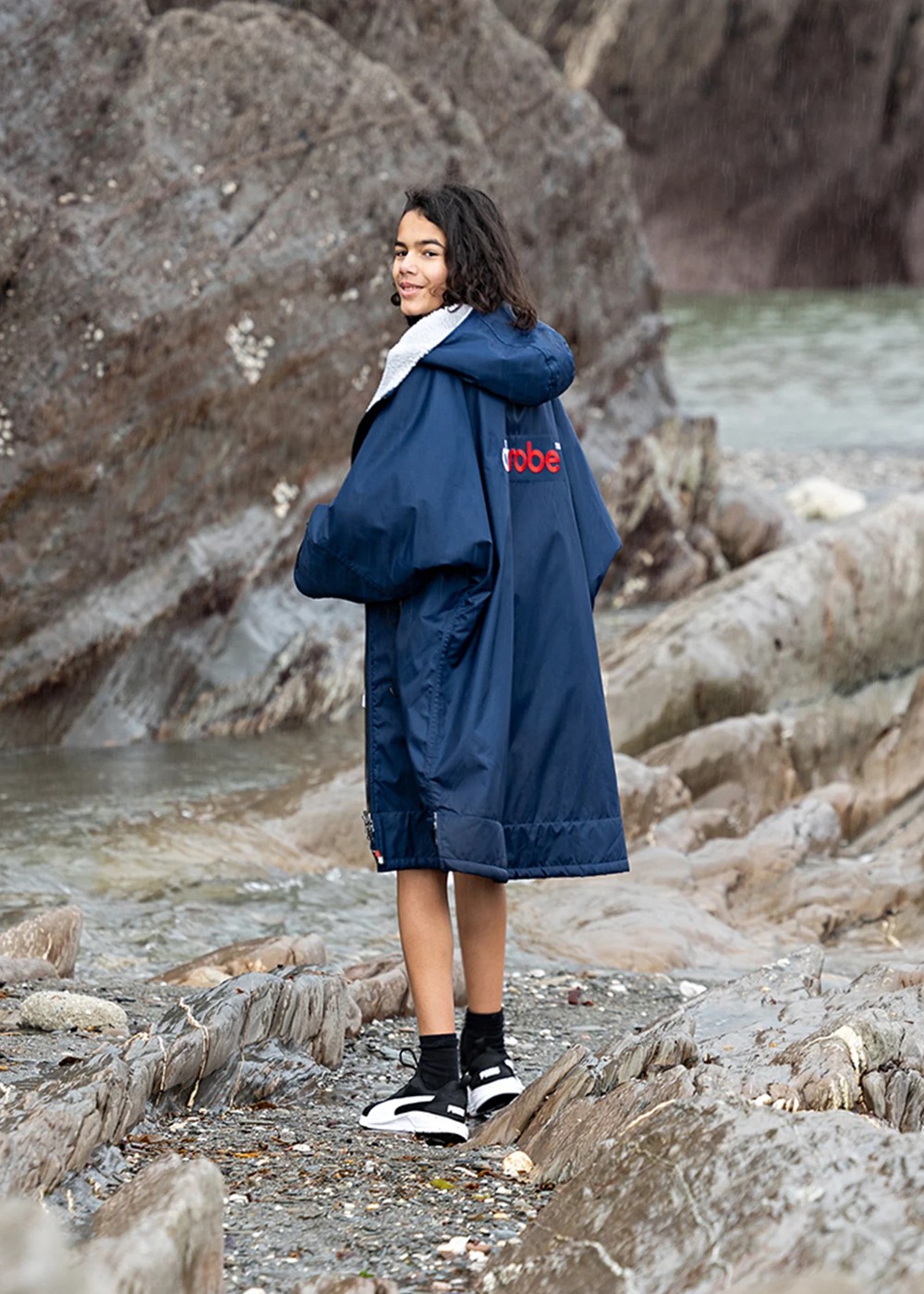 Dryrobe Kids Long Sleeve Changing Robe Navy/Grey