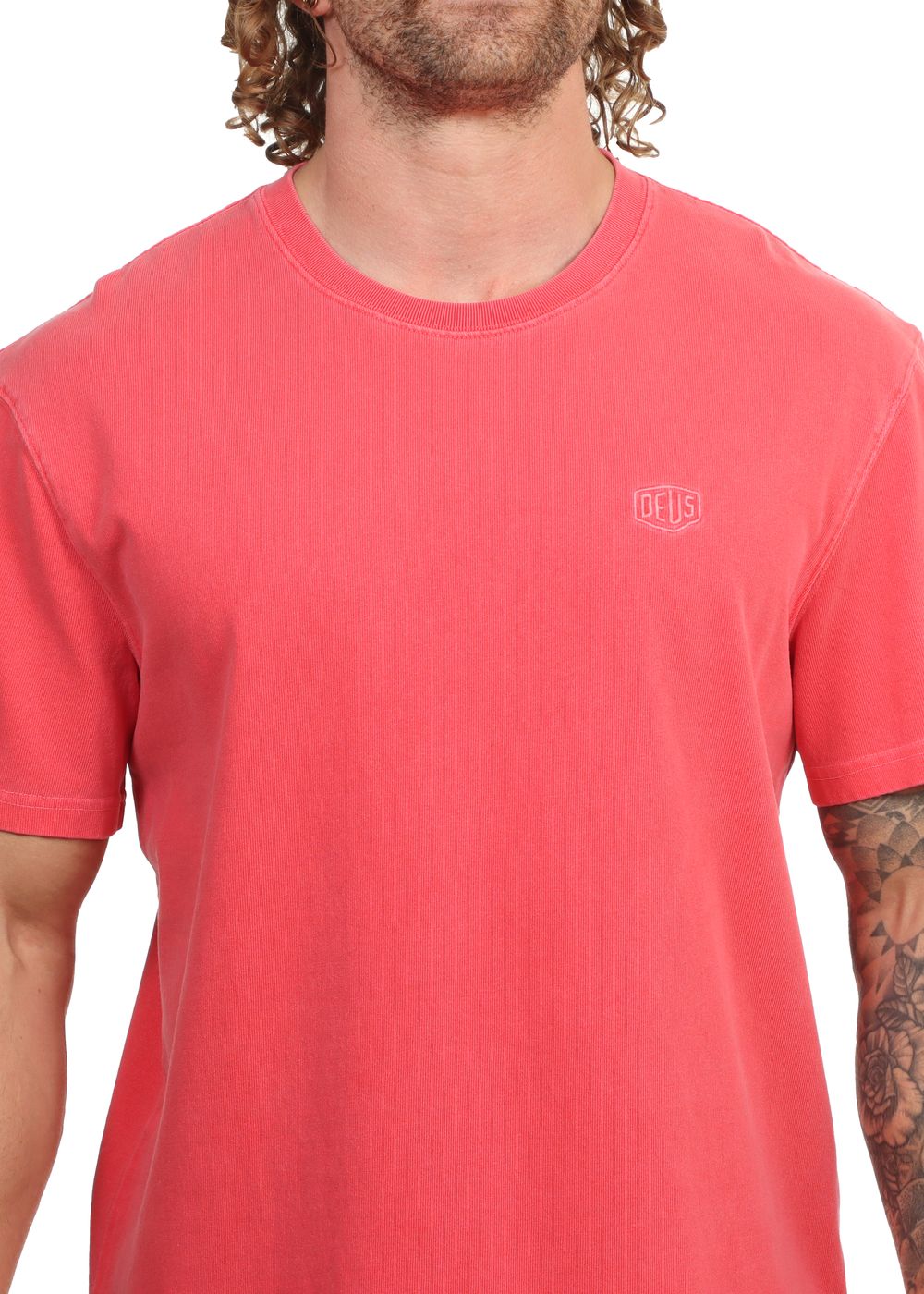 Deus Shield Garment Dyed Tee Lava Falls Red