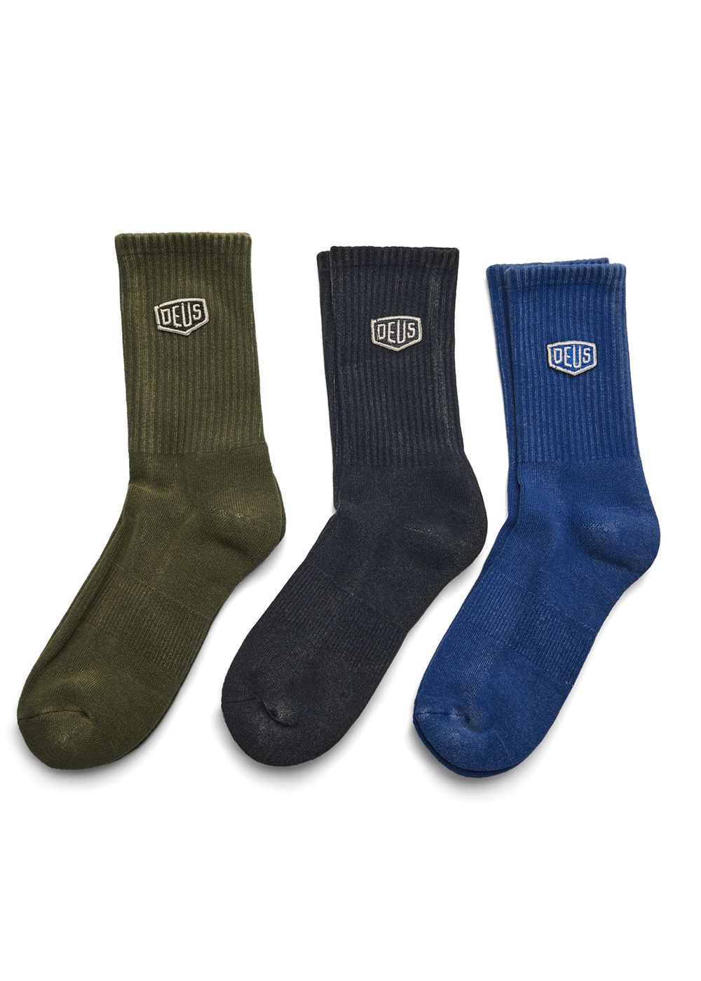 Deus Shield Garment Dyed 3 Pack Socks Multi
