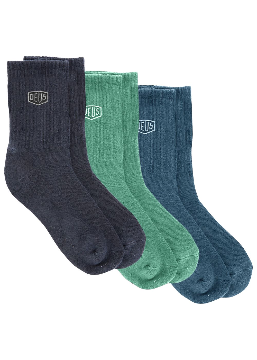 Deus Shield Garment Dyed 3 Pack Socks Multi