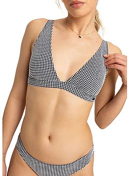 Roxy Gingham Elongated Tri Bikini Top Anthracite