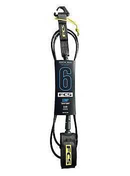 FCS Comp Essential Surf Leash 6Ft Coal Lime