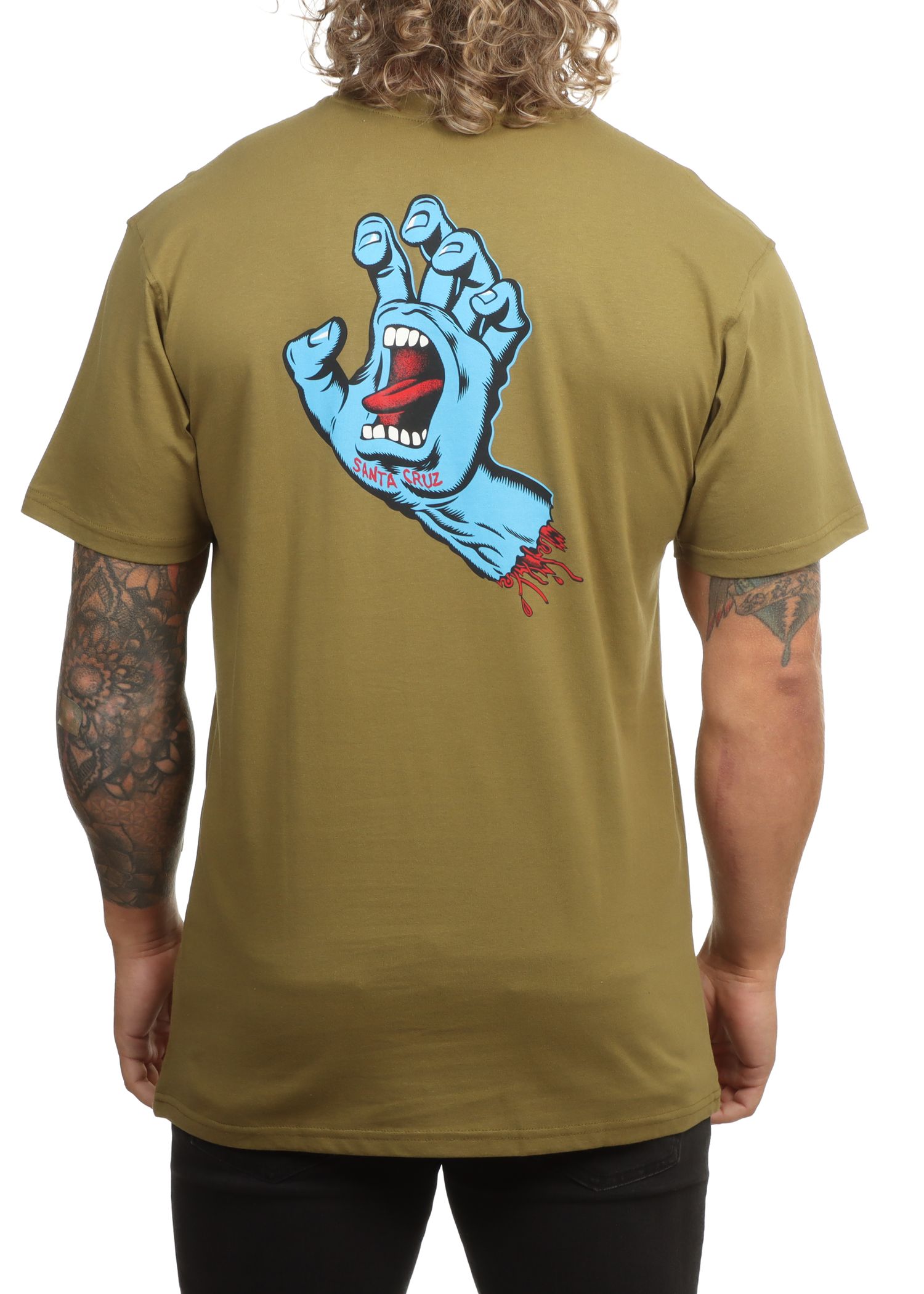 Santa Cruz Screaming Hand Chest Tee Deep Olive