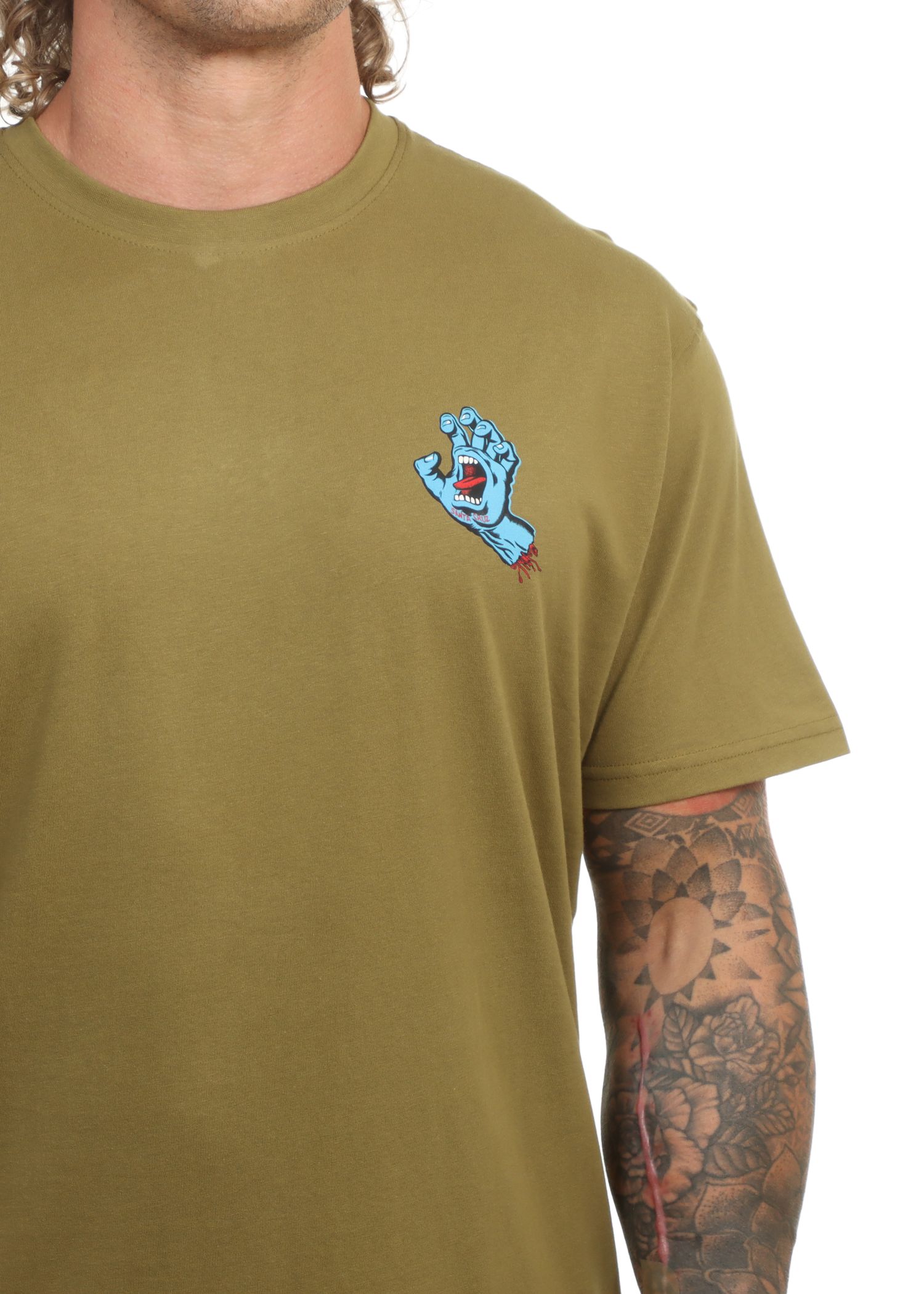 Santa Cruz Screaming Hand Chest Tee Deep Olive
