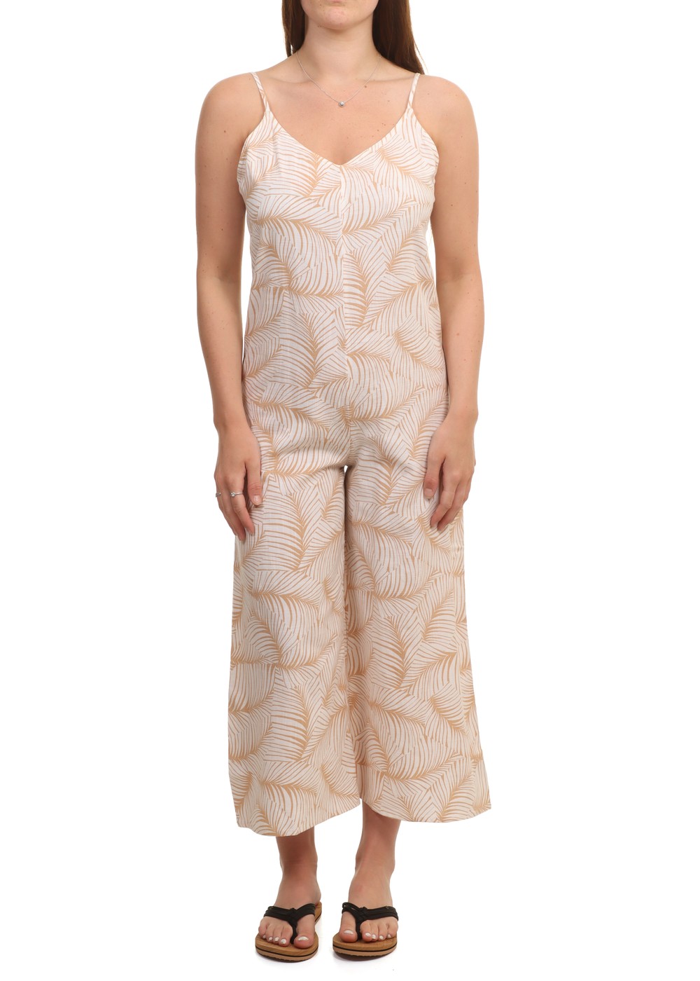 Roxy Close To You Jumpsuit Toast Palm Tree