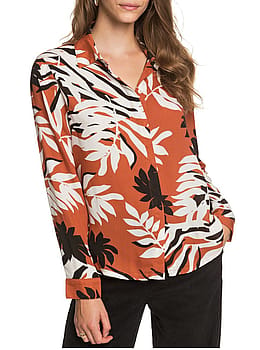 Roxy White Shadow Printed Dobby Shirt Auburn