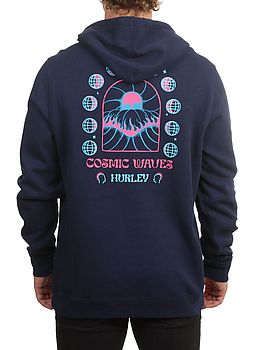 Hurley Cosmic Waves Slub Hoodie Midnight Aqua