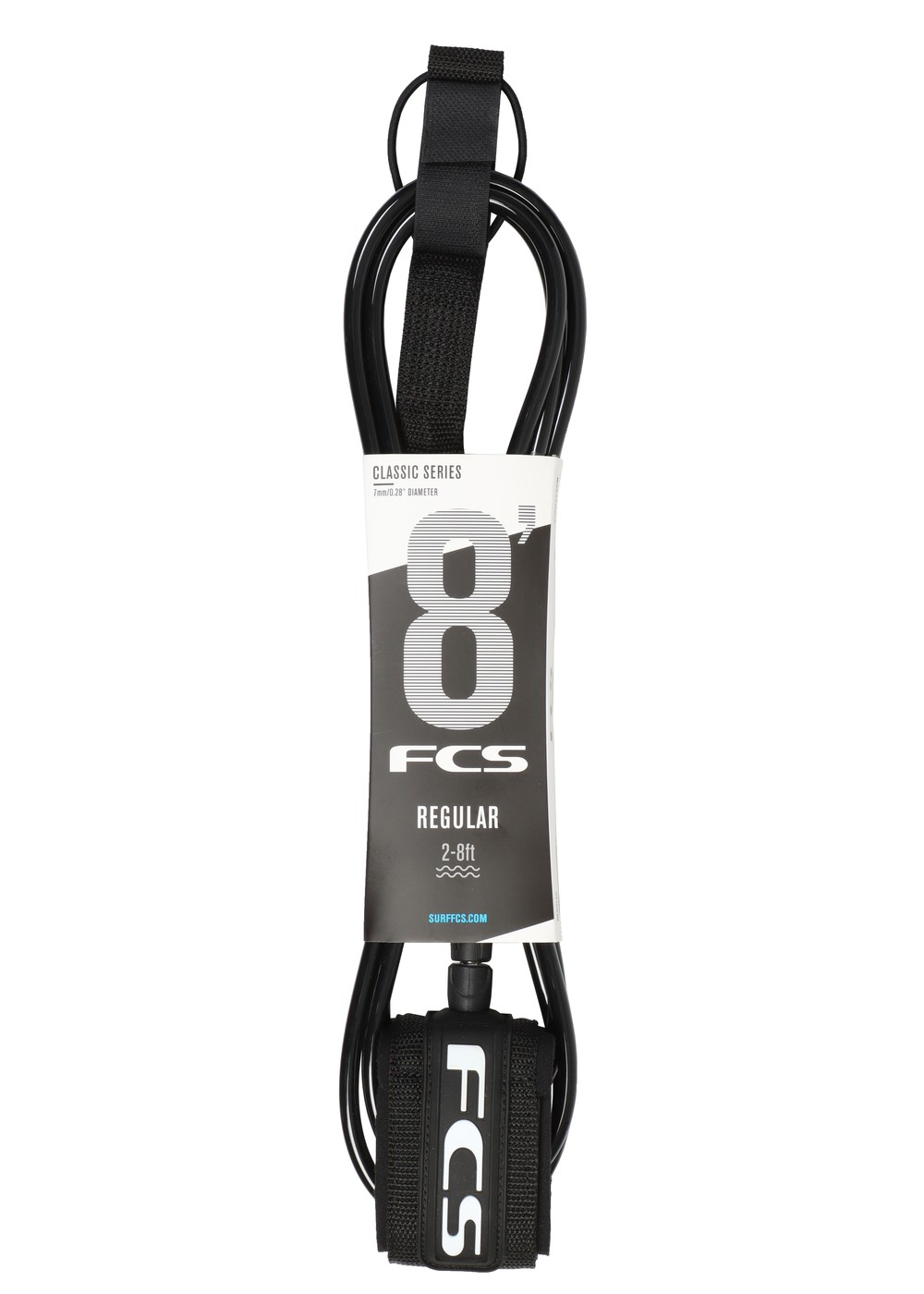 FCS Regular Classic Surfboard Leash 8ft Black