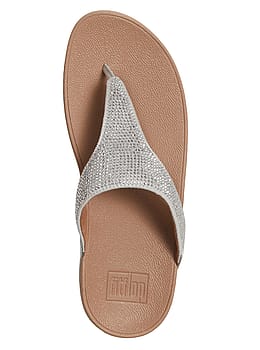 FitFLop Lulu Crystal Embellished Flip Flops Silver