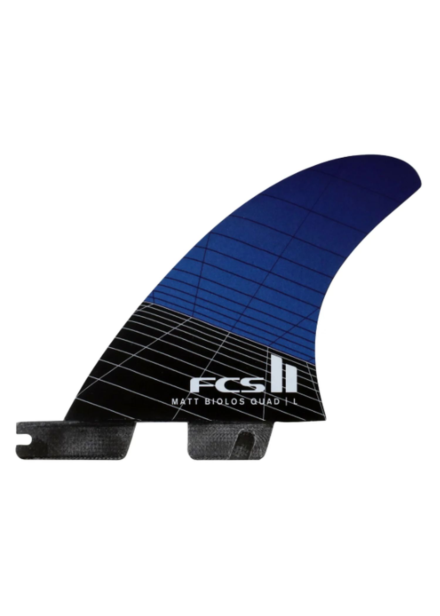 FCS 2 MB PC Carbon Large Quad Rear Fins Blue