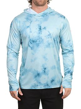 Florence Marine Sun Pro Stratus Hood UPF Tee Blue