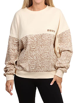 Roxy Gone Wild Block Crew Parchment Floral
