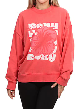 Roxy Lineup Sweatshirt Crew Hibiscus Red