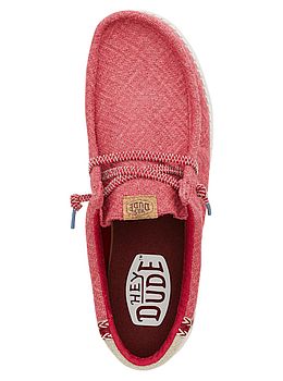 Hey Dude Wally Jute Shoes Claret Red Silver