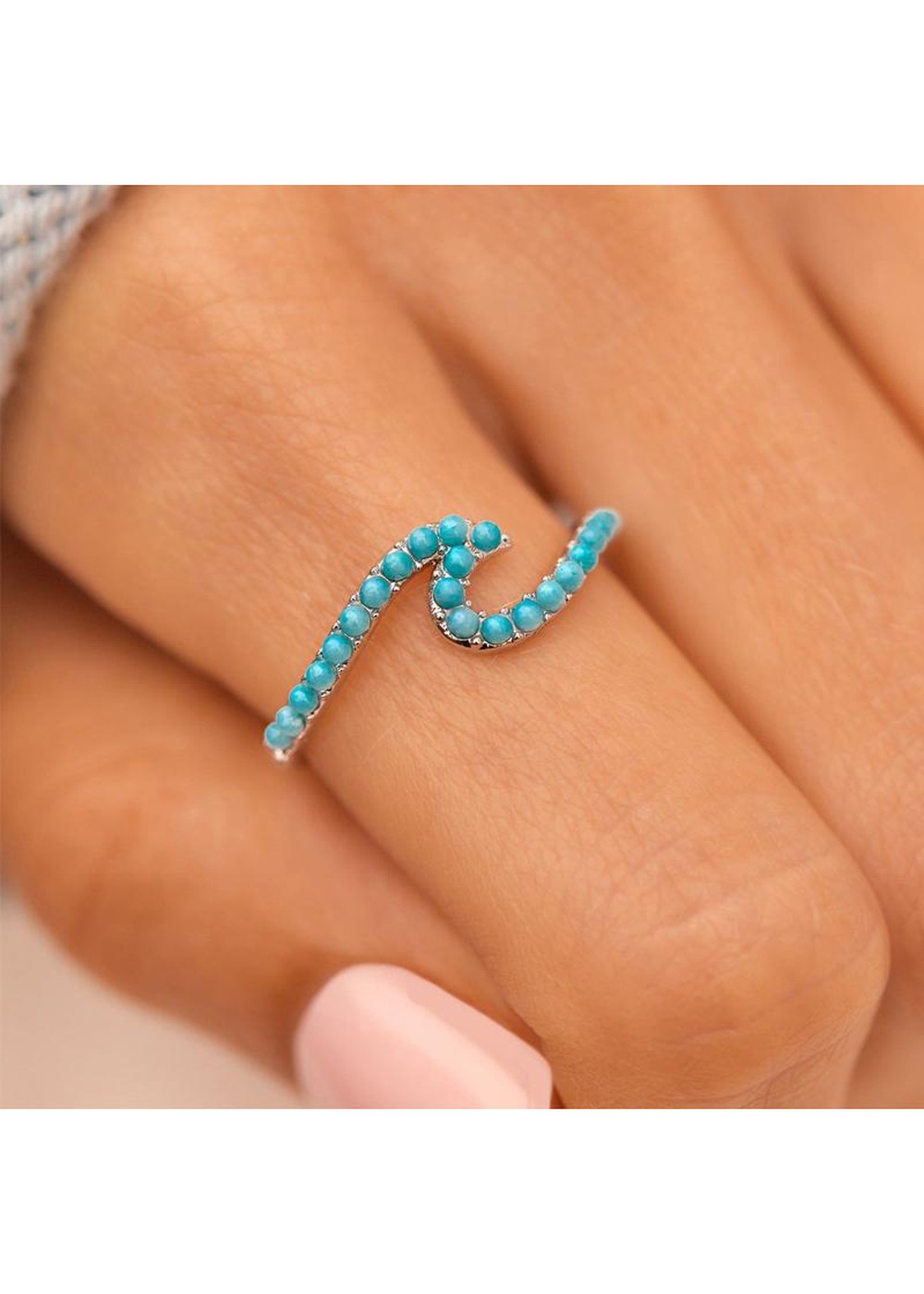 Pura Vida Stone Wave Ring Silver