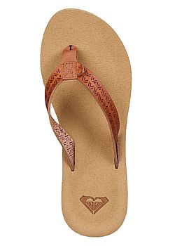 Roxy Porto Motif Flip Flops Tan