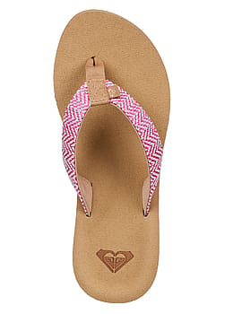 Roxy Porto Raffia Flip Flops Raspberry