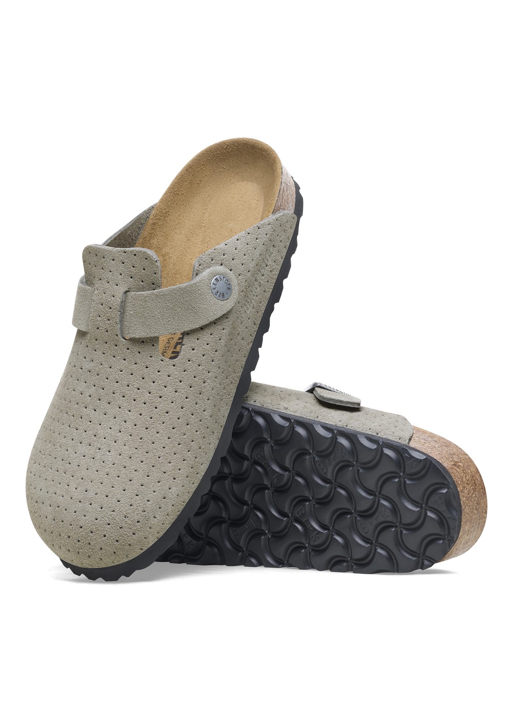Birkenstock Boston Suede Narrow Clogs Stone Coin