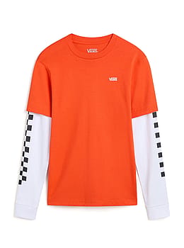 Vans Boys Long Check Twofer Long Sleeve Tee Flame