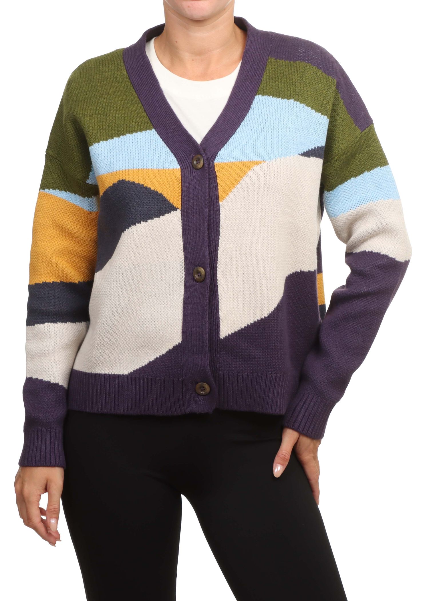 Passenger Scenic Knitted Cardigan Deep Plum
