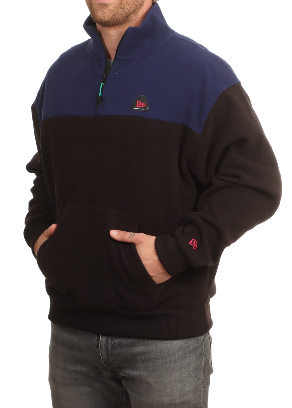 New Era Colourblock 1/4 Zip Mauve Blue