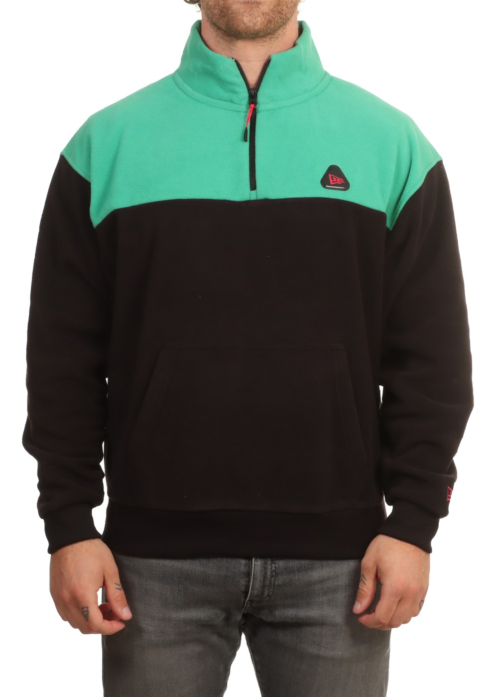 New Era Colourblock 1/4 Zip Bright Green