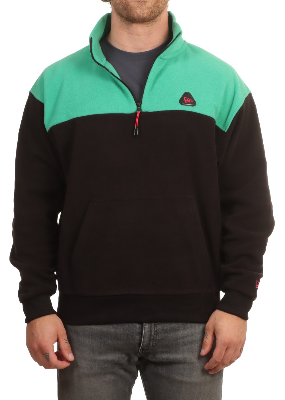 New Era Colourblock 1/4 Zip Bright Green