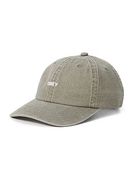 Obey Pigment Bold 6 Panel Strapback Cap Pigment Oil Green