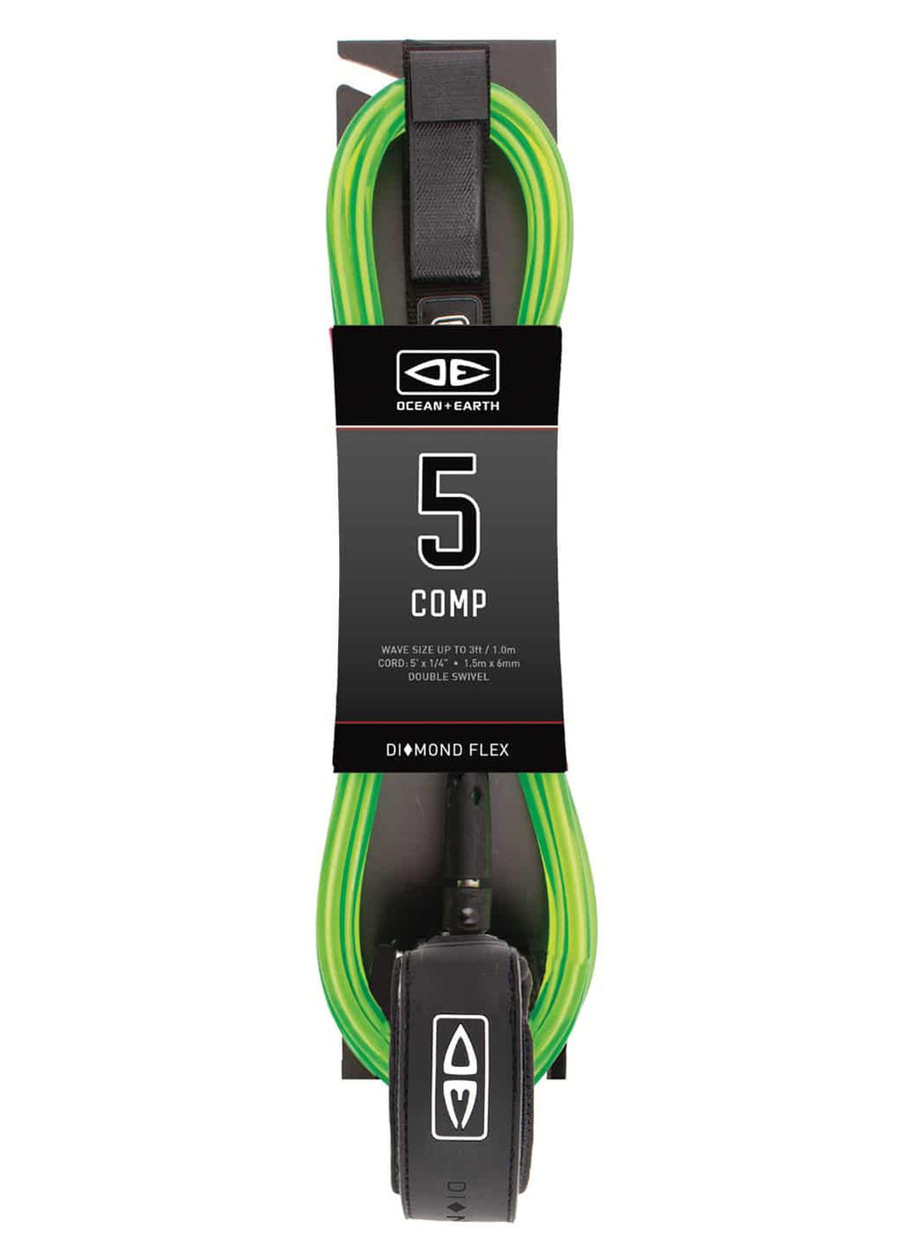 Ocean & Earth Comp 5ft Surfboard Leash Lime