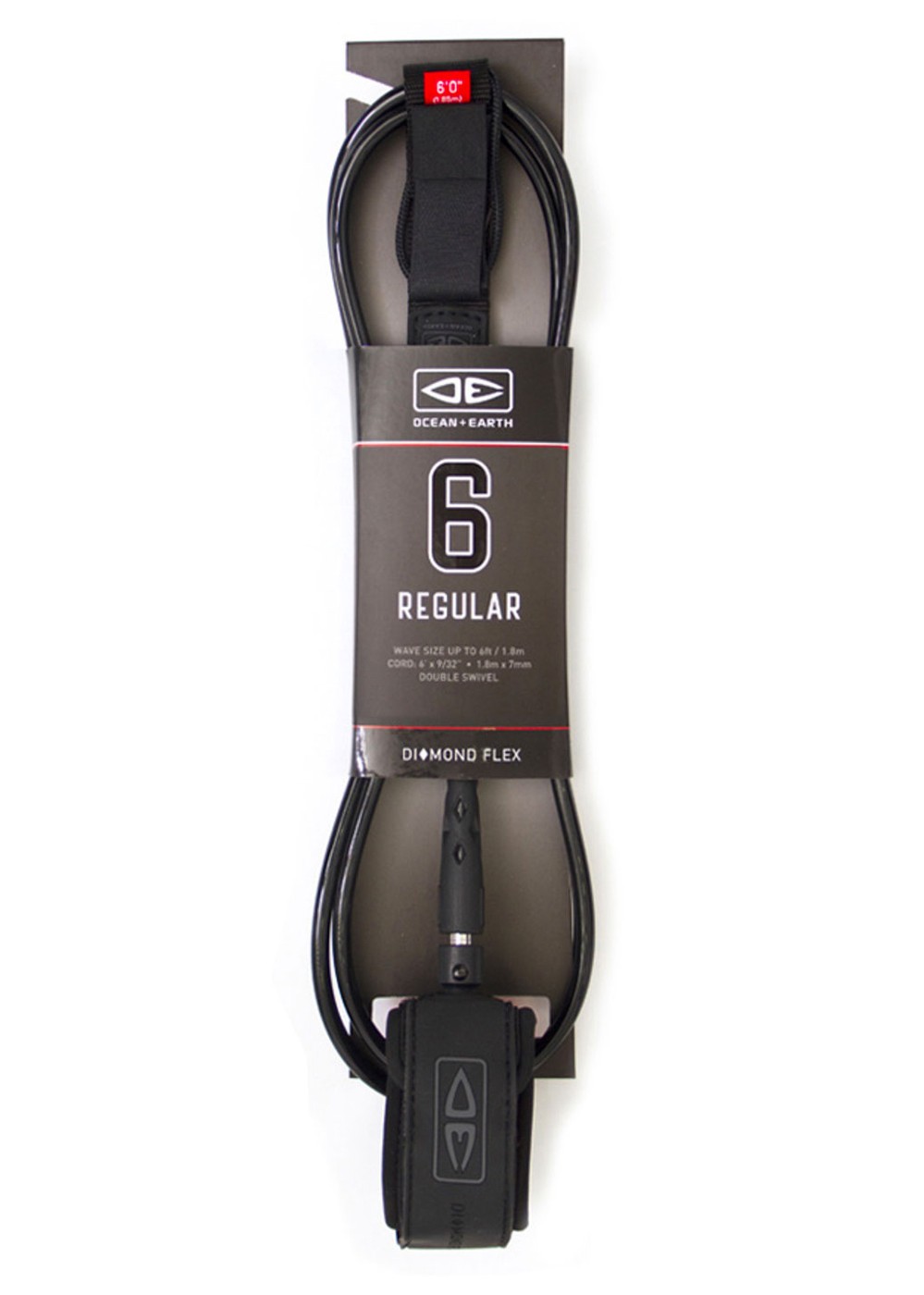 Ocean & Earth Regular 6ft Surfboard Leash Black
