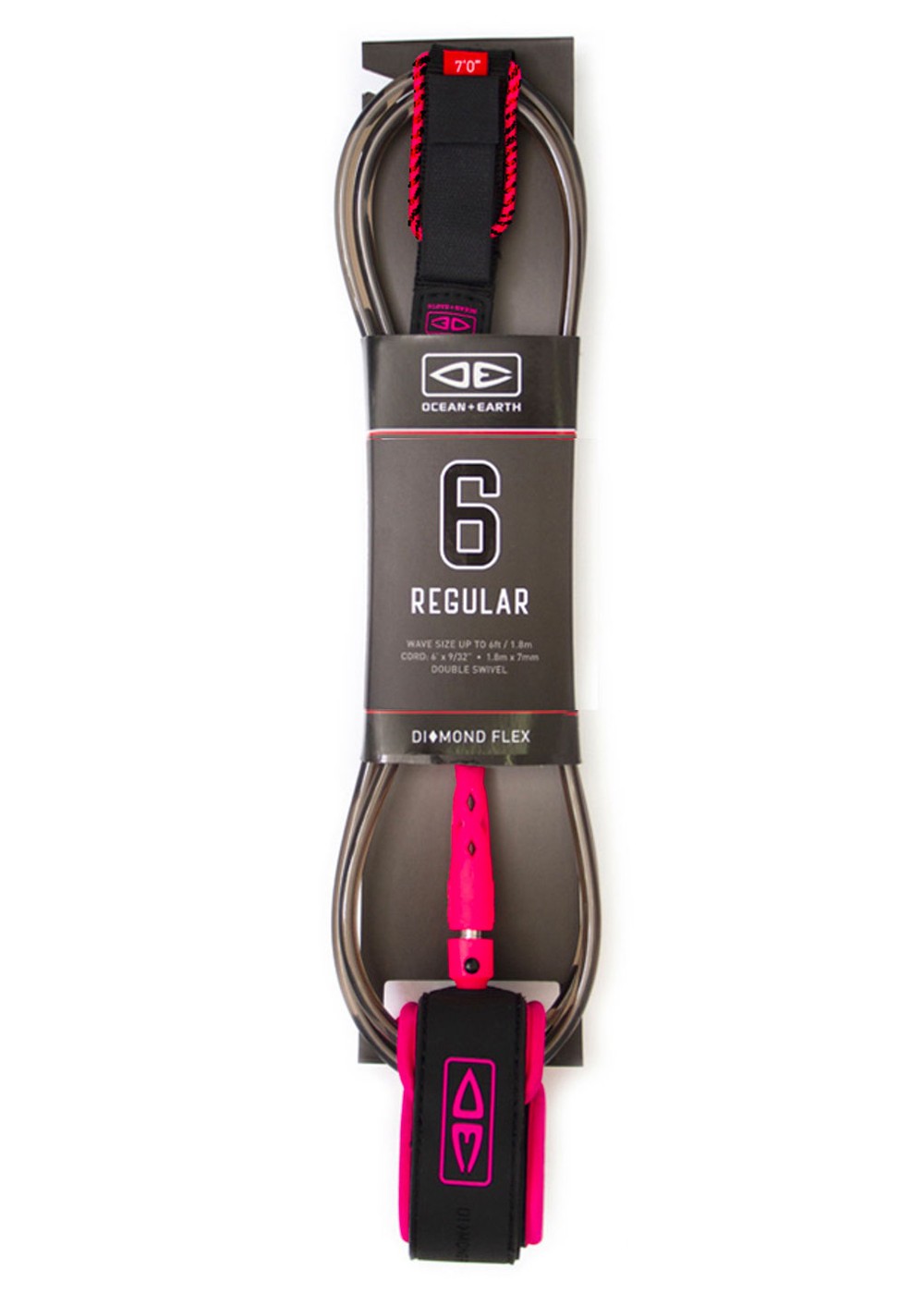 Ocean & Earth Regular 6ft Surfboard Leash Pink