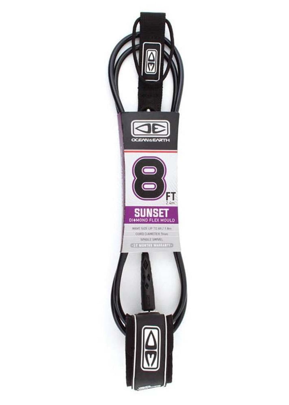 Ocean & Earth Sunset Surfboard Leash 8Ft 0 Black