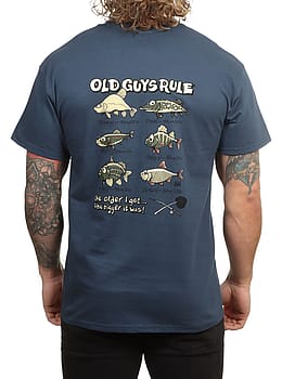 Old Guys Rule Bigger Fish II Tee Blue Dusk