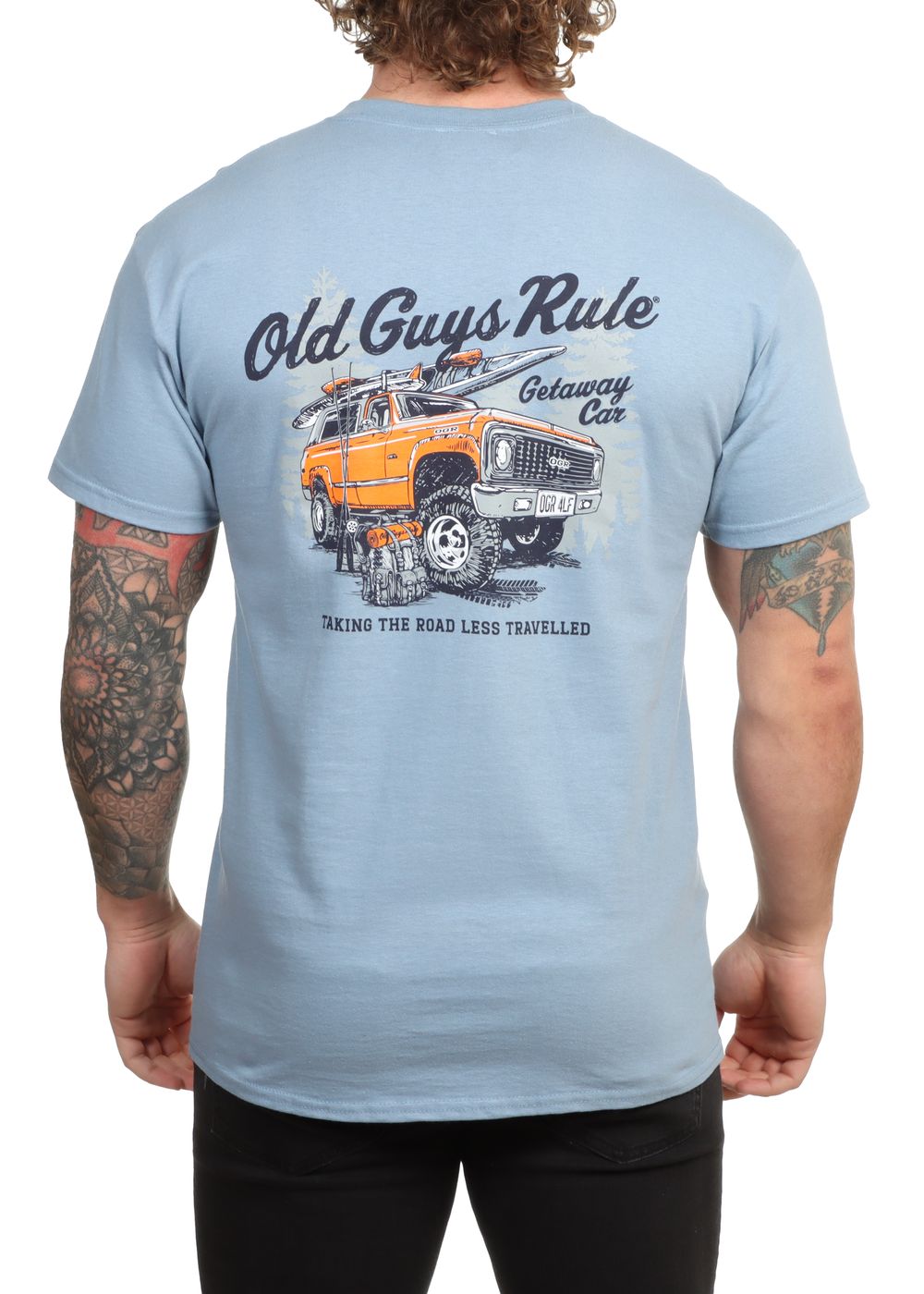 Old Guys Rule Getaway Car Tee Stone Blue