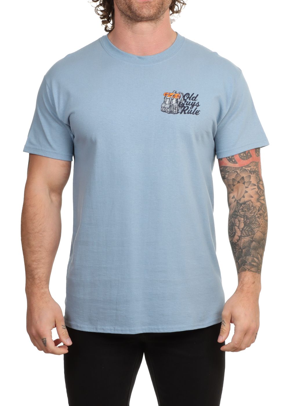 Old Guys Rule Getaway Car Tee Stone Blue