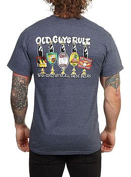 Old Guys Rule Still Crazy V Tee Heather Navy