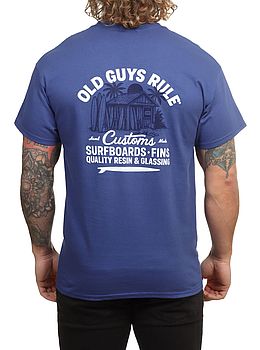 Old Guys Rule Custom Surf Shop II Tee Metro Blue