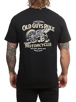 Old Guys Rule Vintage Motorcycles V Tee Black