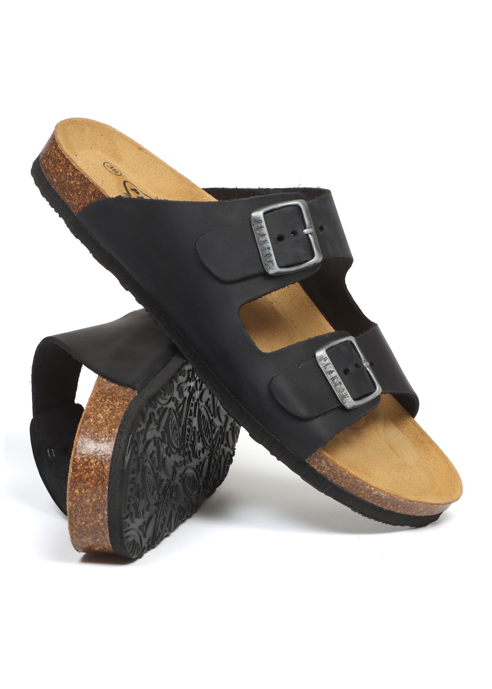 Plakton Beta Leather Sandals Black