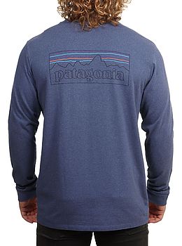 Patagonia P-6 Logo Long Sleeve Responsibili-Tee Blue