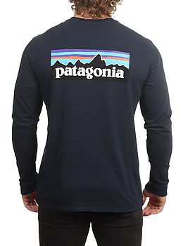 Patagonia P-6 Logo Long Sleeve Responsibili-Tee Navy