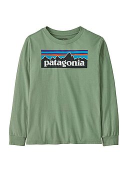 Patagonia Kids P6 Logo Long Sleeve Green