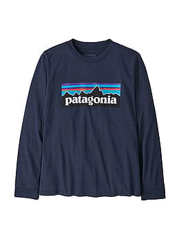 Patagonia Kids P6 Logo Long Sleeve Navy