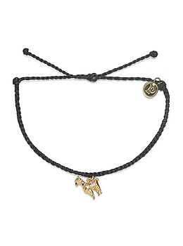 Pura Vida Llama Gold Charm Bracelet Black