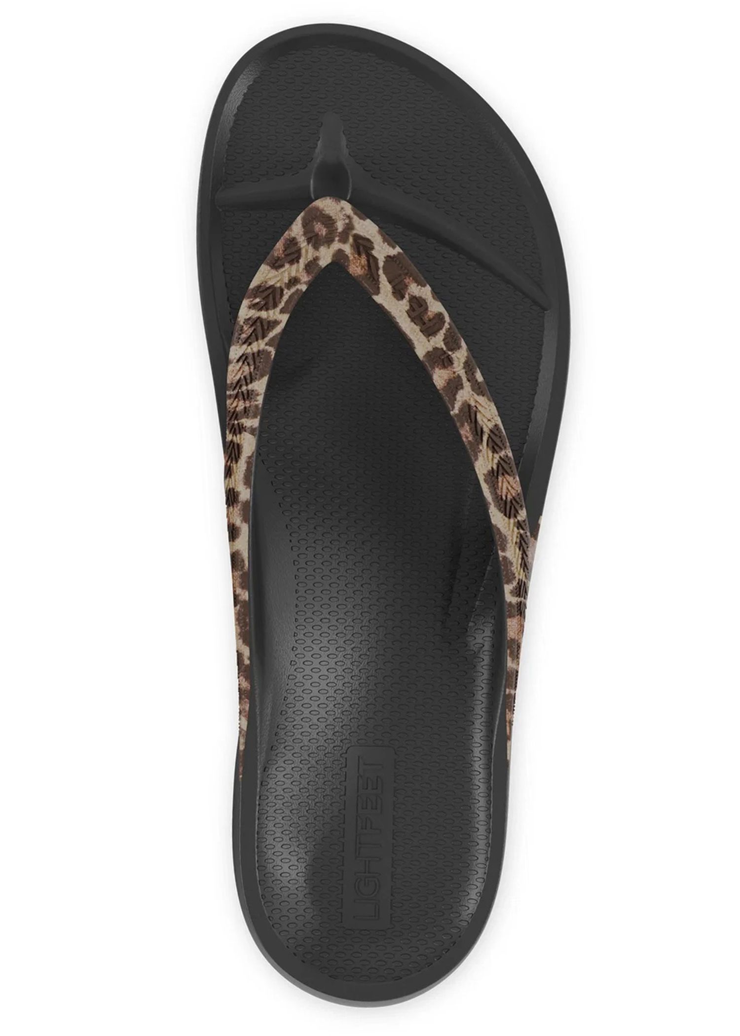 LightFeet Arch Support Flip Flop Black Leopard