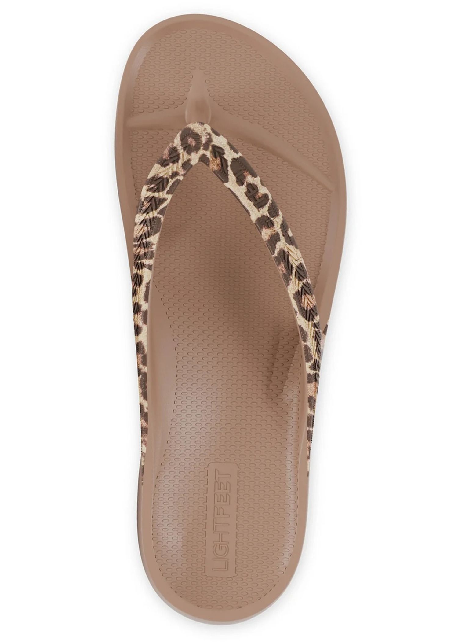 LightFeet Arch Support Flip Flop Latte Leopard
