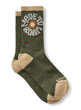 Passenger Made to Roam Graphic Crew Socks Khaki