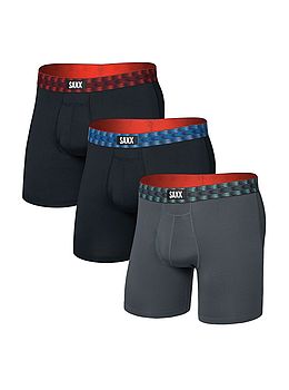 Saxx Multi Sport 3 Pack Boxer Briefs Red Mint