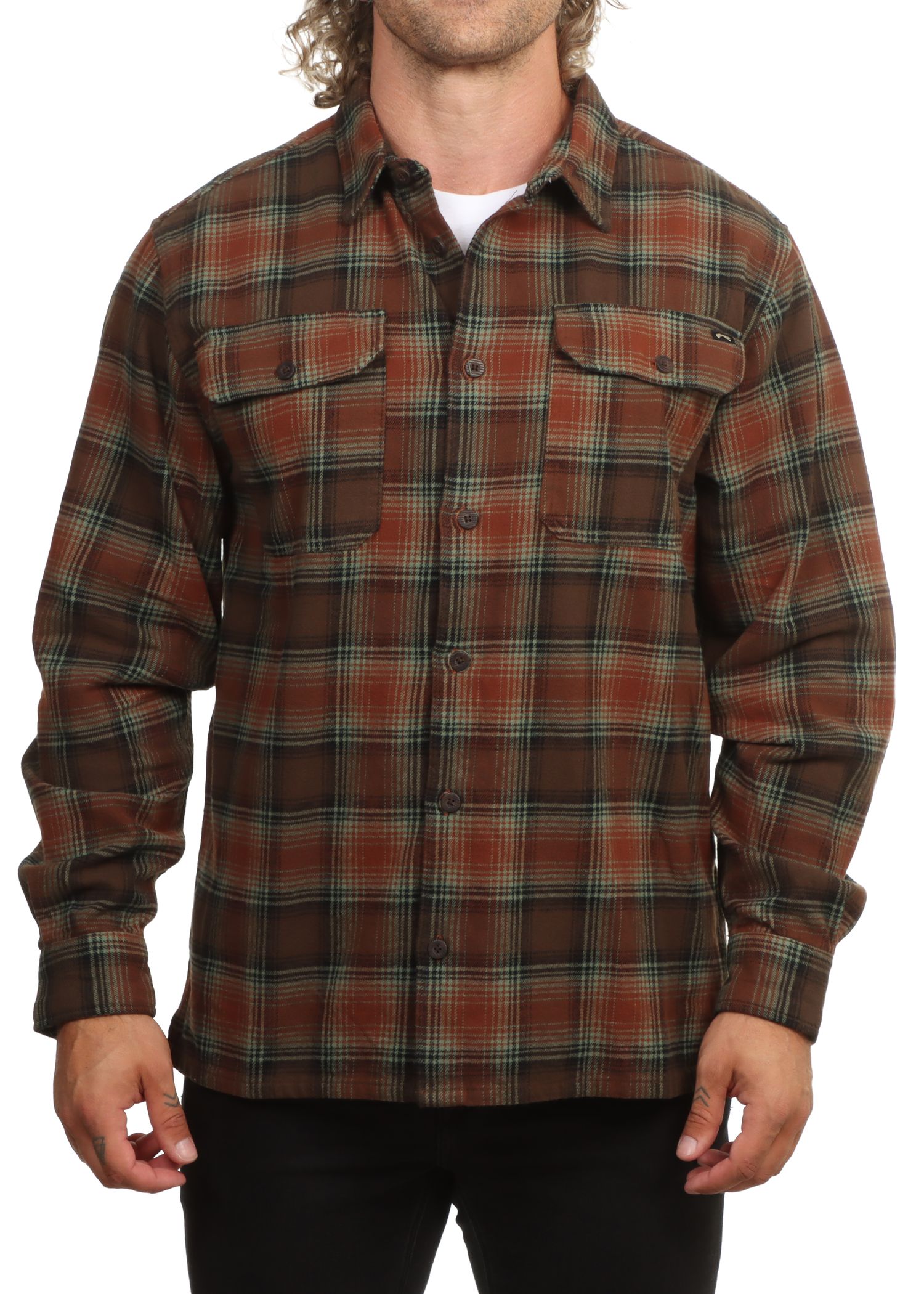 Billabong Offshore Flannel Shirt Dark Cedar